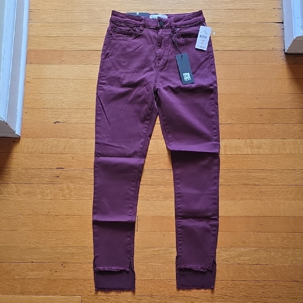 NWT, DL1961, Chrissy, Trimtone, Skinny Jeans, Burgandy, Women's 25
